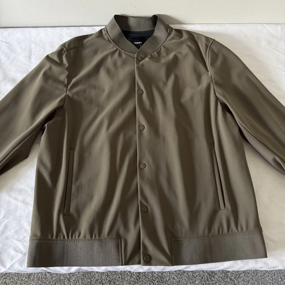 Theory Murphy Bomber Jacket Precision Ponte Tarmac Mens XXL Quiet Luxury Green